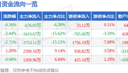 股票行情快报:渝开发(000514)8月1日主力资金净卖出676.93万元