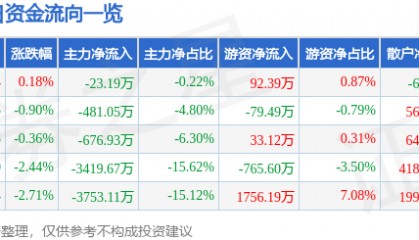 股票行情快报:渝开发(000514)8月5日主力资金净卖出23.19万元