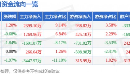 股票行情快报：渝开发（000514）7月29日主力资金净买入2399.10万元