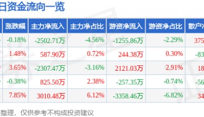 股票行情快报:银河电子(002519)6月27日主力资金净卖出2502.71万元