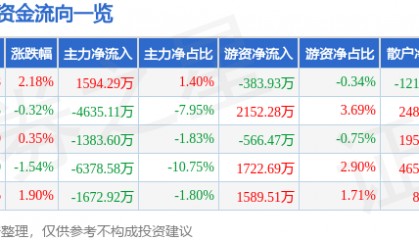 股票行情快报:瑞芯微(603893)6月5日主力资金净买入1594.29万元