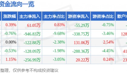 股票行情快报:来伊份(603777)7月30日主力资金净买入61.05万元