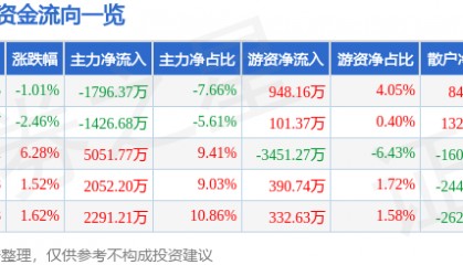 股票行情快报:来伊份(603777)8月13日主力资金净卖出1796.37万元