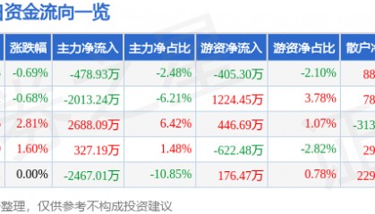 股票行情快报:渝开发(000514)8月21日主力资金净卖出478.93万元